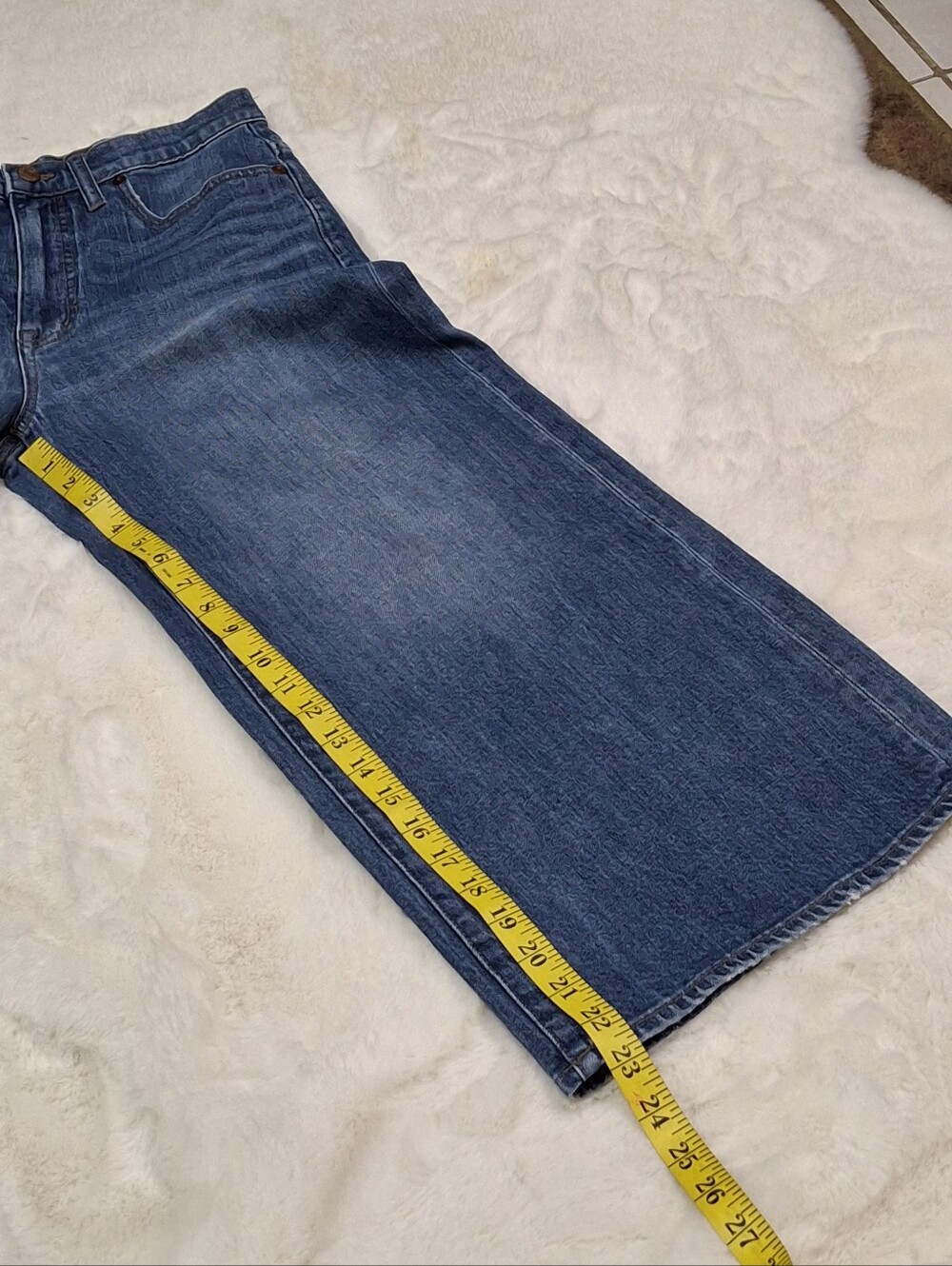 Madewell G7204 Bainbridge Wide-Leg Crop Blue Denim Jeans   Women Size 27 - Picture 12 of 16